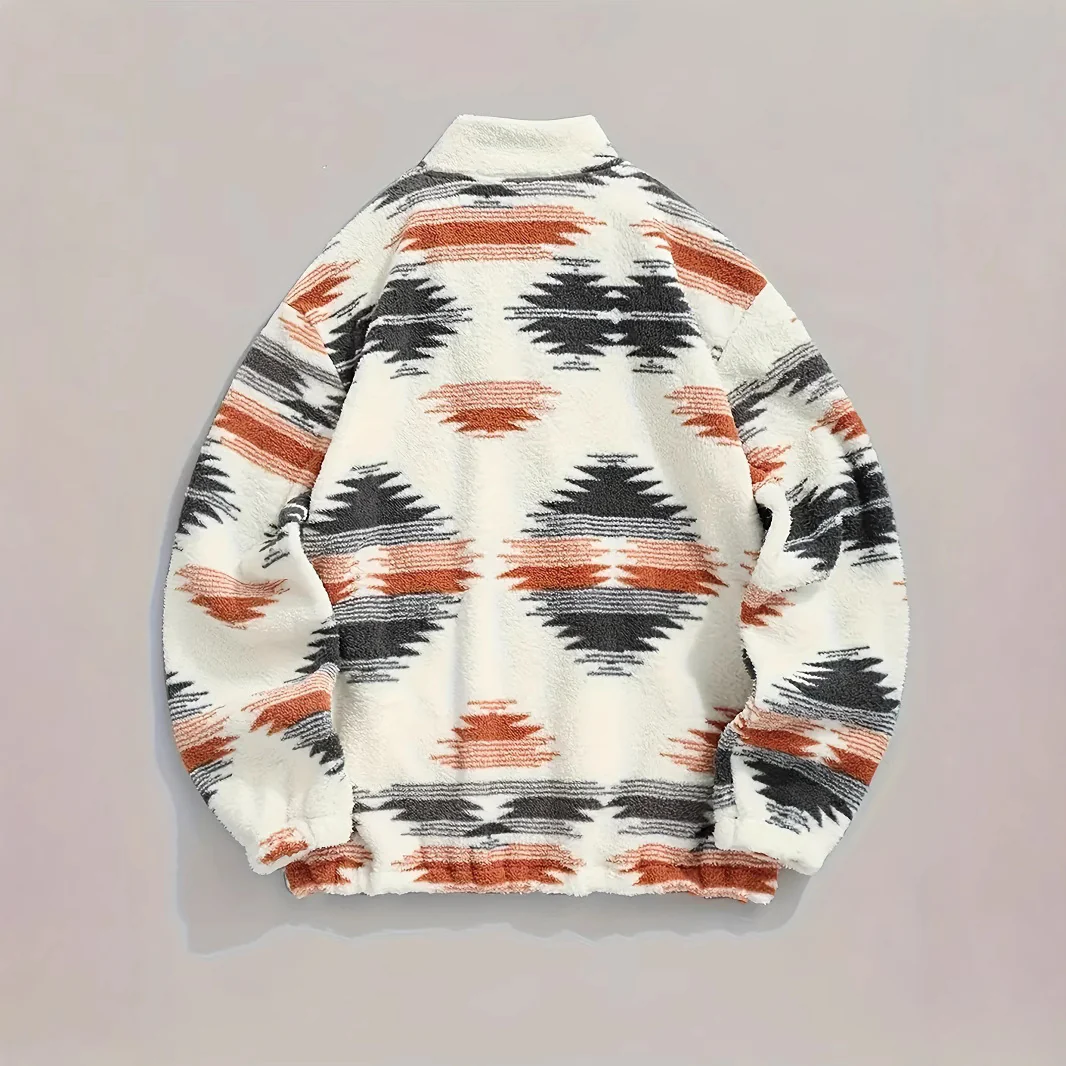 Zipper Plush Sweatshirt Top For Women