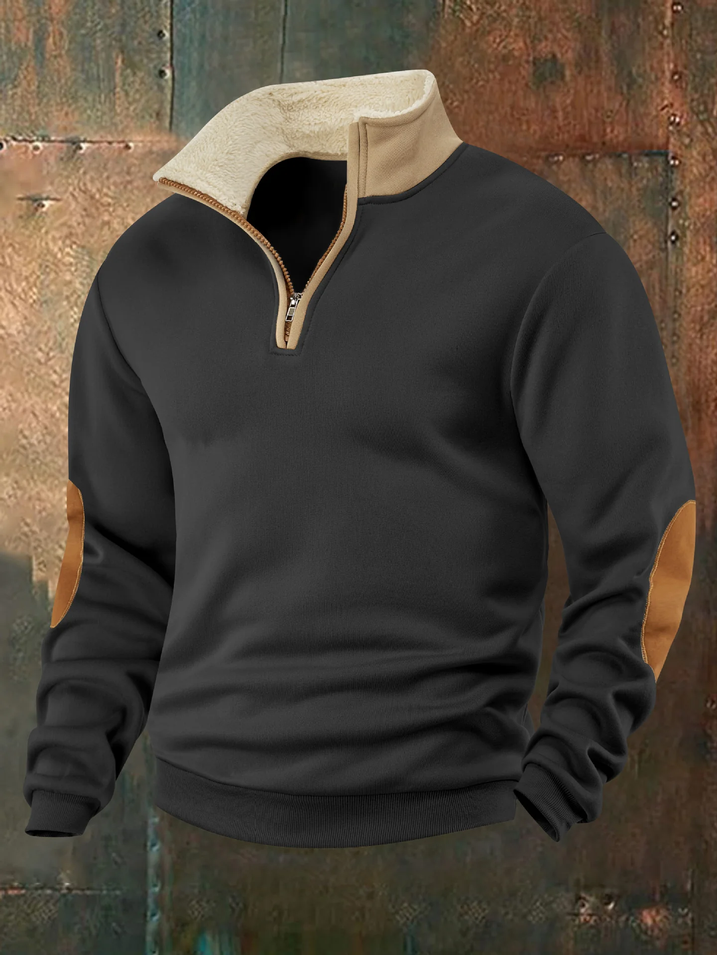 Retro patchwork embroidered men's knitted sweater